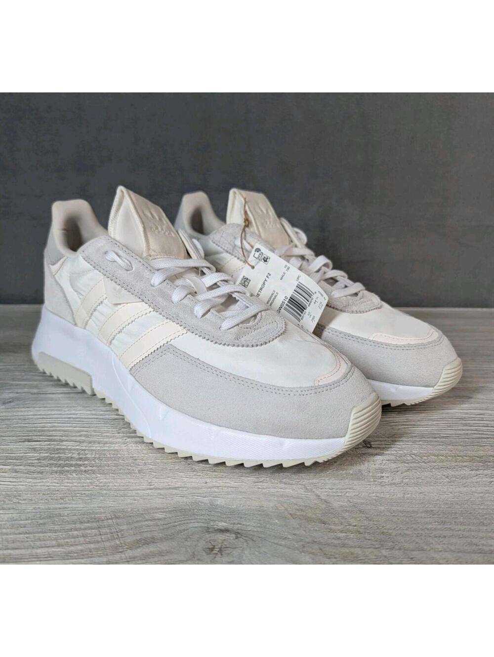 Adidas Mens 10.5 Retropy F2 White Cream Running Sneakers Lifestyle Casual NWT